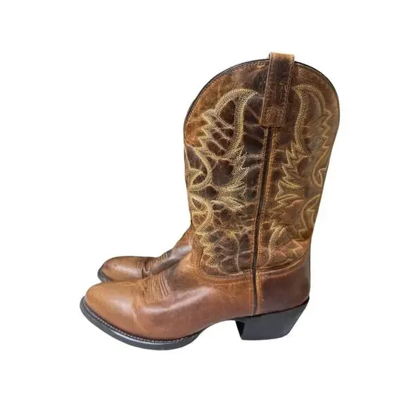 Laredo Birchwood Brown Leather Cowboy Boot Men size 10.5 D - Picture 2 of 10